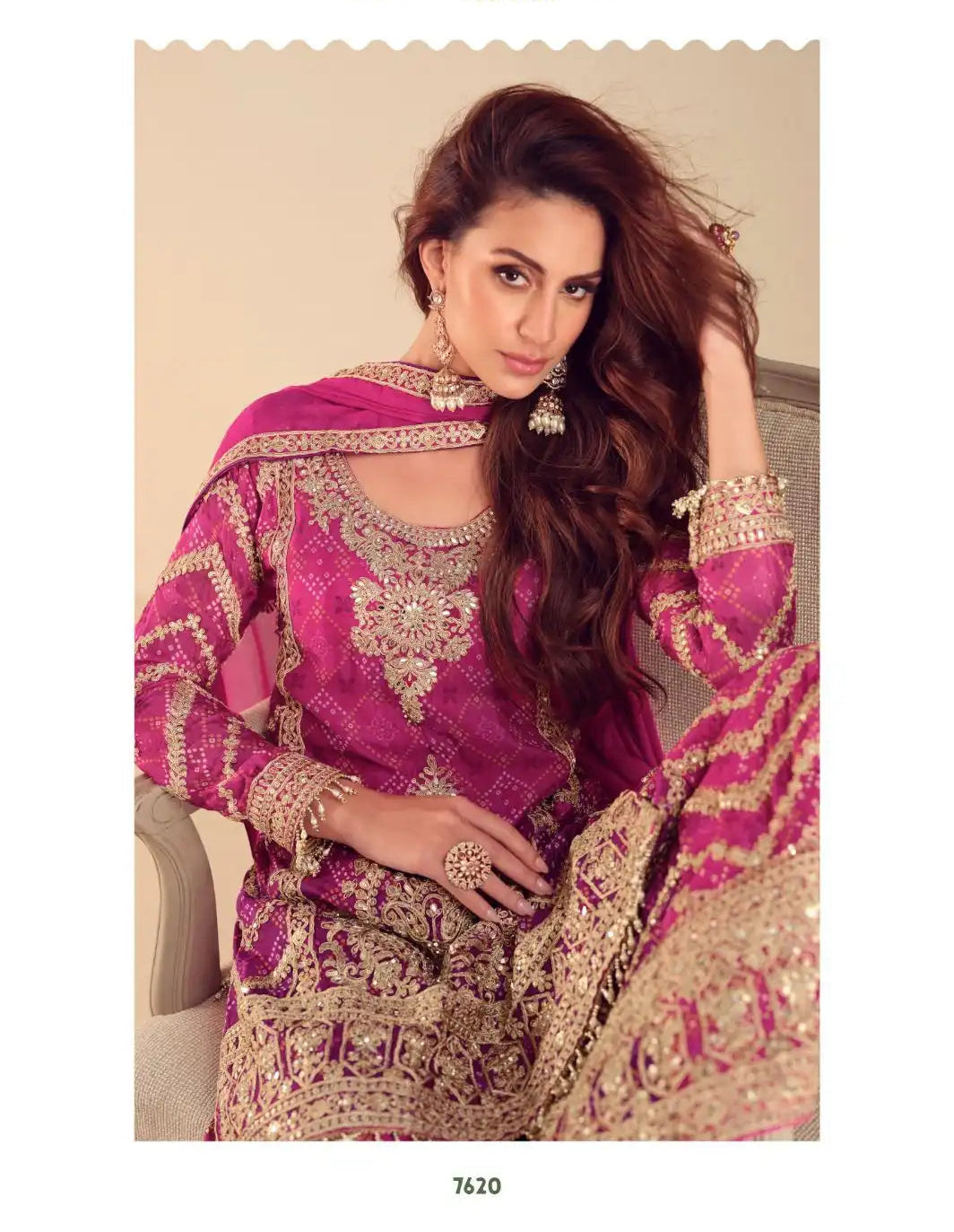 Aancho  Pink Traditional Palazzo Embroidery Designer Suit Set